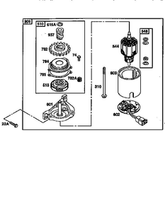 Motor Starter Diagram and Parts List for 12H800  Briggs and Stratton Engine
